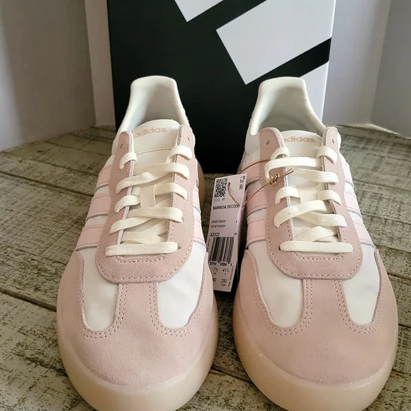 Adidas Women's Pink and White Sneakers - Picture 4 of 11